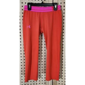 Under Armour‎ Girls Cropped Leggings Pomegranate Red/Pink Youth L sports stretch
